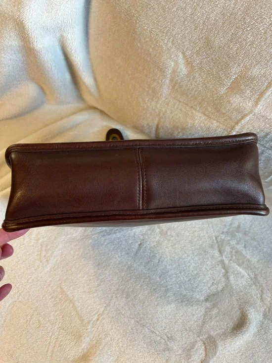 Coach Brown Vintage Willis Leather Top-Handle Satchel with Gold-Tone Turn Lock - Picture 7 of 13